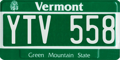 VT license plate YTV558