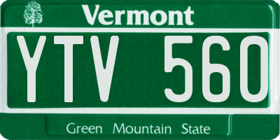 VT license plate YTV560