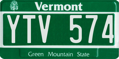 VT license plate YTV574