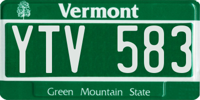 VT license plate YTV583