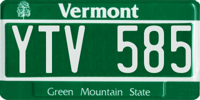 VT license plate YTV585