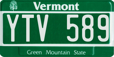 VT license plate YTV589