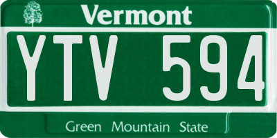 VT license plate YTV594