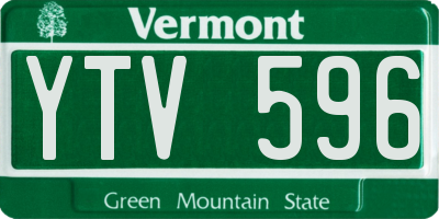 VT license plate YTV596