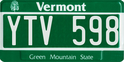 VT license plate YTV598