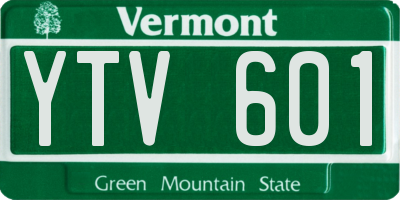 VT license plate YTV601