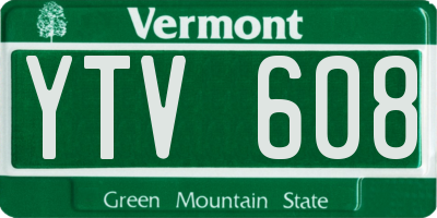 VT license plate YTV608