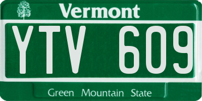 VT license plate YTV609