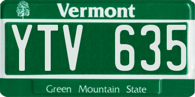 VT license plate YTV635