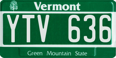 VT license plate YTV636