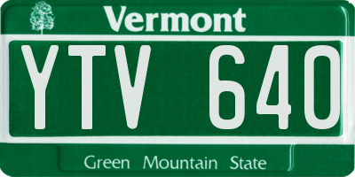 VT license plate YTV640