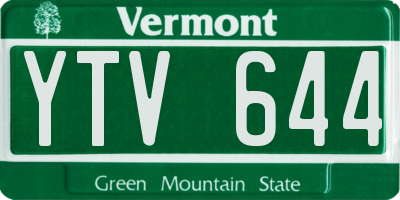 VT license plate YTV644