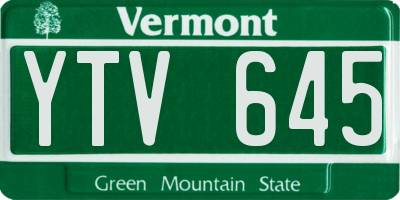 VT license plate YTV645