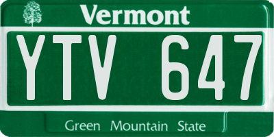 VT license plate YTV647