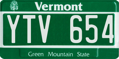 VT license plate YTV654