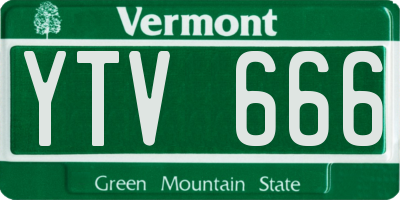 VT license plate YTV666