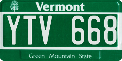 VT license plate YTV668