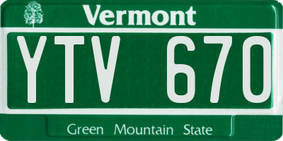 VT license plate YTV670