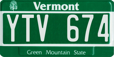 VT license plate YTV674