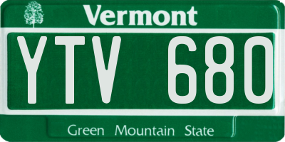 VT license plate YTV680