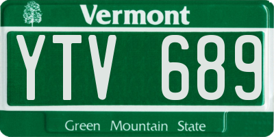 VT license plate YTV689