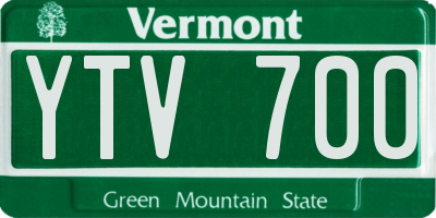 VT license plate YTV700