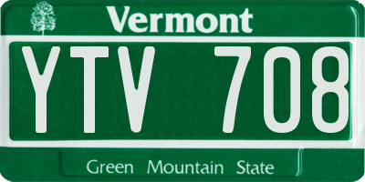 VT license plate YTV708