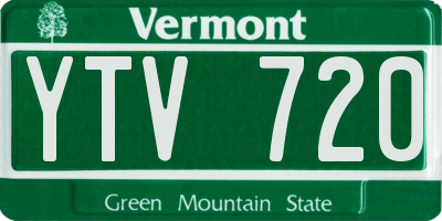 VT license plate YTV720