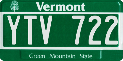 VT license plate YTV722