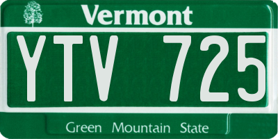 VT license plate YTV725