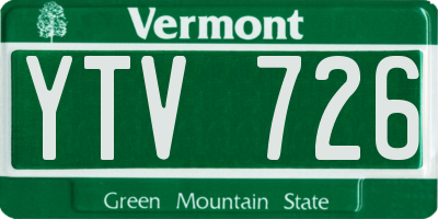 VT license plate YTV726