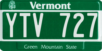 VT license plate YTV727