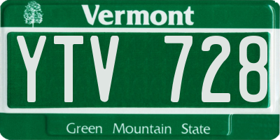 VT license plate YTV728