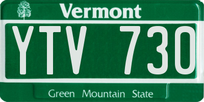 VT license plate YTV730