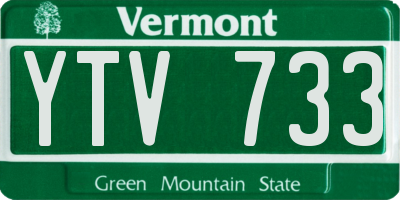 VT license plate YTV733