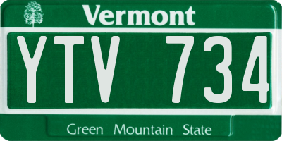 VT license plate YTV734