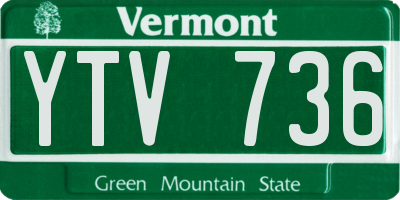 VT license plate YTV736