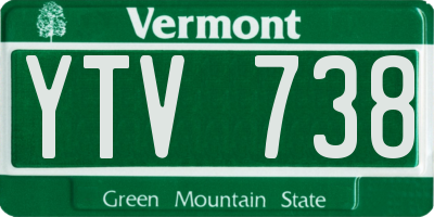 VT license plate YTV738