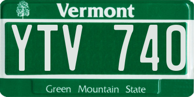 VT license plate YTV740