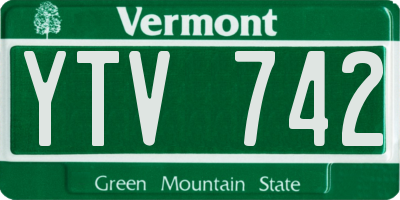 VT license plate YTV742