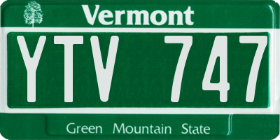 VT license plate YTV747