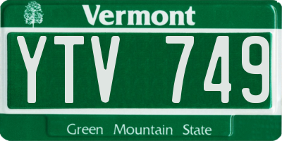 VT license plate YTV749