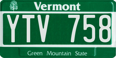 VT license plate YTV758