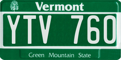 VT license plate YTV760