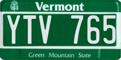 VT license plate YTV765