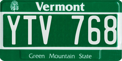 VT license plate YTV768
