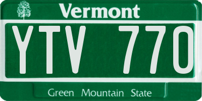 VT license plate YTV770
