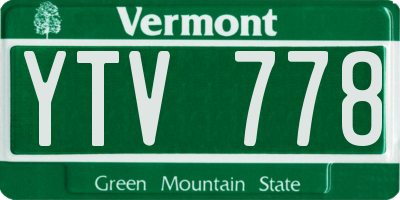 VT license plate YTV778