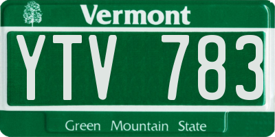 VT license plate YTV783
