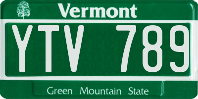 VT license plate YTV789